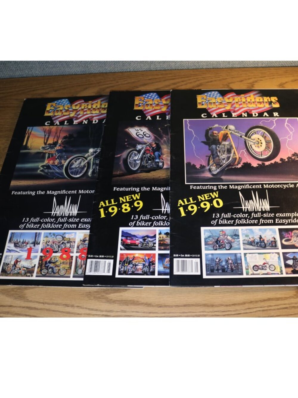 Easyriders David Mann Calendar Lot of 3 - 1988 1989 1990 Motorcycle Art Biker